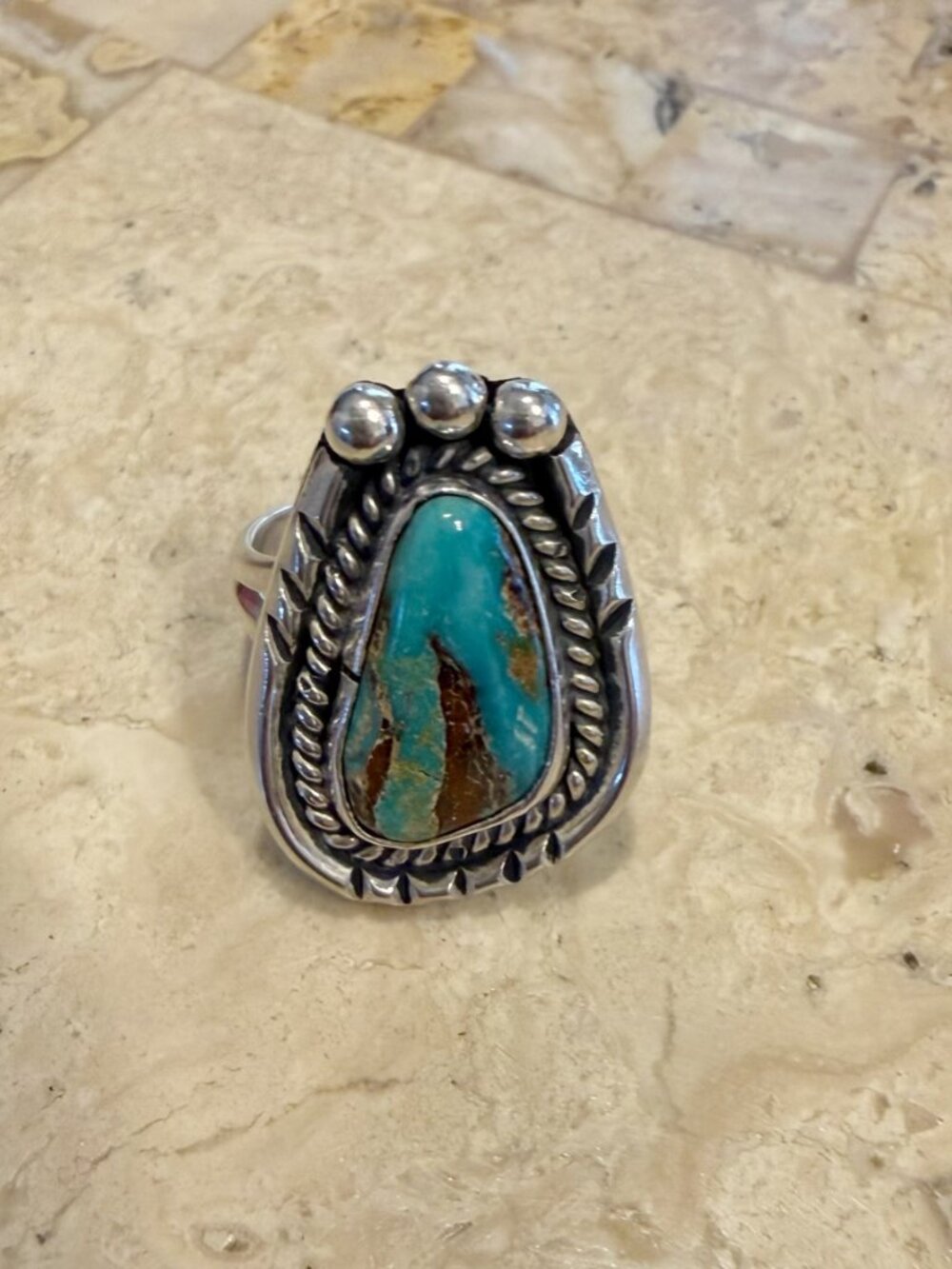 Sterling Silver Turquoise Ring Size 6 - Picture 3 of 6